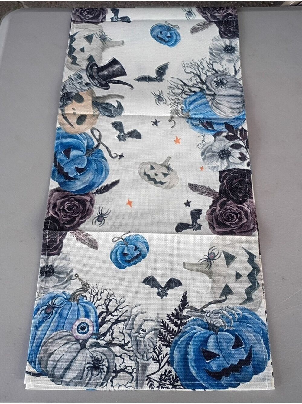 Blue Pumpkin Halloween Table Runner